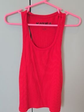 Katie J NYC Hot Pink Ribbed Tank Top